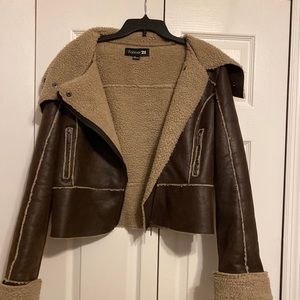 Faux leather and fur jacket